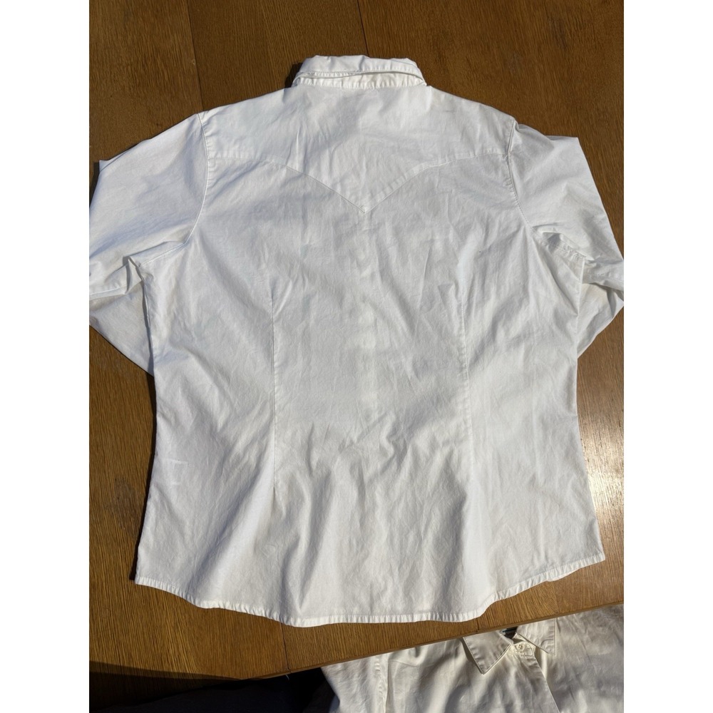 Wrangler Pearl Snap Western Shirt‎ Women's 2XL White RAM Rodeo Series Cowboy - Picture 6 of 8